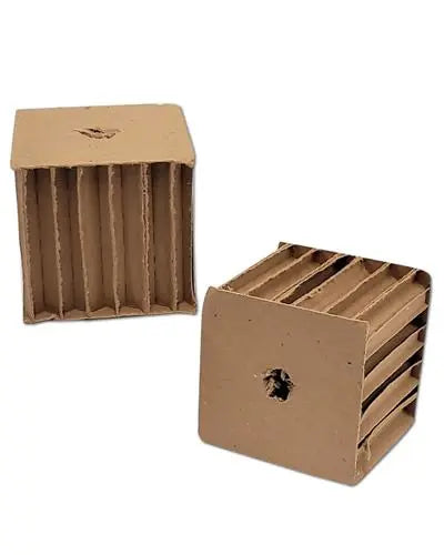 Vibrant 3x3-inch honeycomb paper cube bird toy, perfect for stuffing treats, with a textured design and small holes.