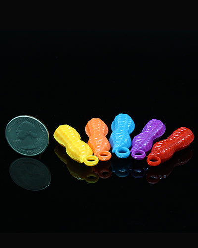 Colorful Plastic Circus Peanuts in a 5-pack, designed as fun bird toy parts, measuring 1-5/8" long by 9/16" wide.