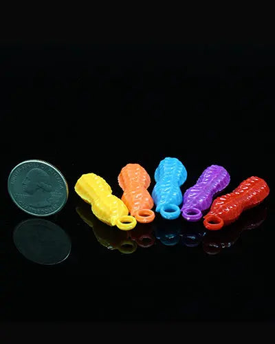 Colorful Plastic Circus Peanuts in a 5-pack, designed as fun bird toy parts, measuring 1-5/8" long by 9/16" wide.