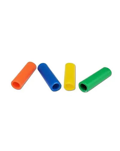 Colorful assortment of 20 mini tube beads, perfect for bird toys, each measuring 1 inch long and 3/16 inch high.