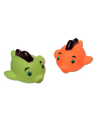 Charming 3-inch rubber frog toy with vivid, varying colors and a detailed, lifelike design, measuring 3x3x2.125 inches.