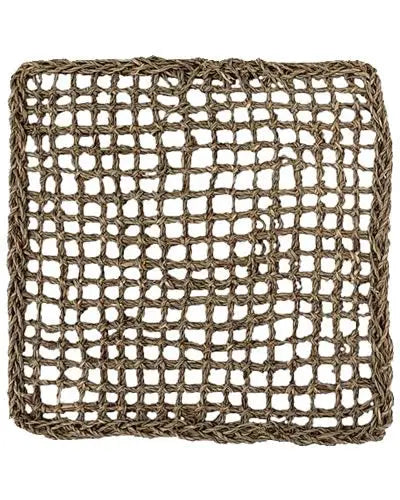 Woven 14"x14" seagrass mat with a natural, braided texture, perfect as a versatile base for crafting bird toys.