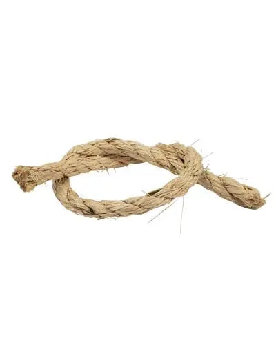 Natural 3/8-inch sisal rope, un-oiled, in a 4-foot length, perfect for crafting safe and engaging bird toys.