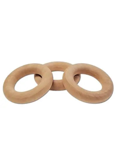 Natural wooden toss ring bird toy, 1-3/4 inches in diameter, with a smooth, round design perfect for playful beaks.