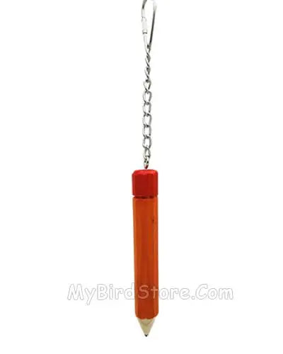 Vibrant Happy Beaks Small Parrot Pencil toy, a colorful 11-inch chewable pencil with chain, perfect for small birds.