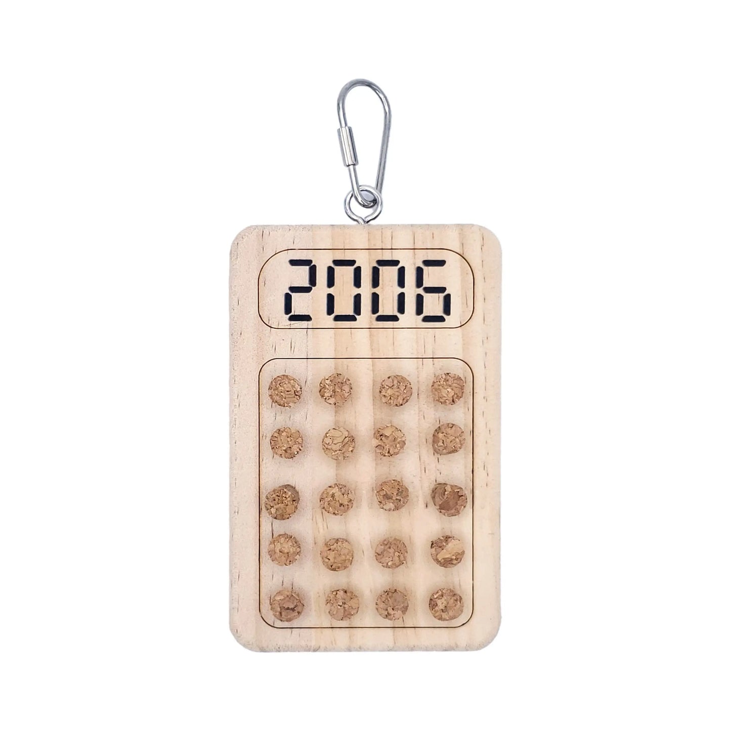 Vibrant Wood and Cork Calculator bird toy with a fun, interactive design, featuring chewable cork and sturdy wooden pieces.