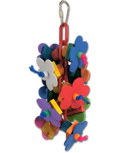 Vibrant Happy Beaks Sushi Shredder bird toy with braided corn husk and colorful vine balls, perfect for foraging fun.