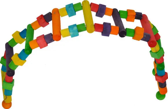 Vibrant large bird ladder with colorful wooden shapes on durable, bendable wire, perfect for creating a fun play area.