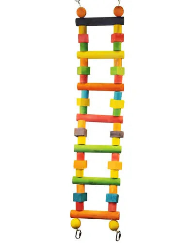 Vibrant medium bird ladder with colorful wooden shapes on a bendable wire, perfect for creating a playful pet perch.