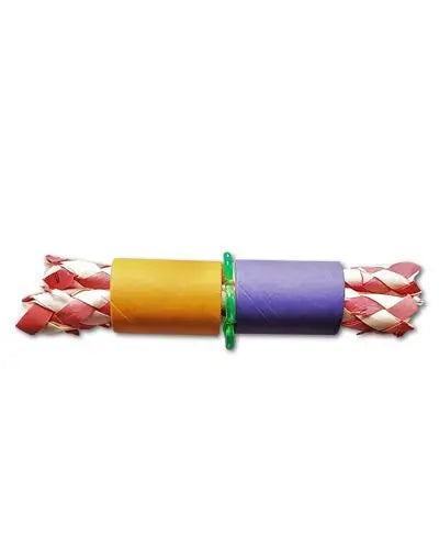 Vibrant Spring Roll Foot Toy by Happy Beaks, a colorful 5.5-inch bird accessory designed for medium to large birds to grasp and play.