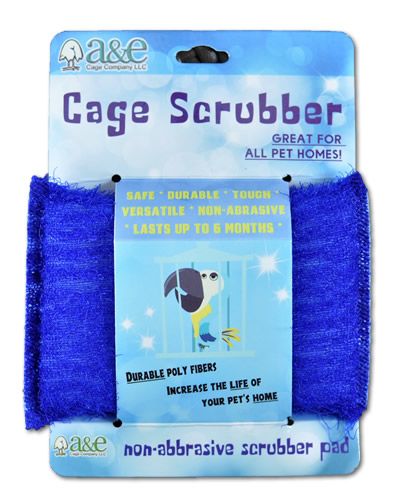 Durable Cage Cleaning Scrub Pad by A&E Cage Co., sized 5x3 inches, designed to tackle tough stains on bird cages.