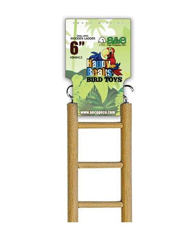 Colorful 6" small bird ladder from Happy Beaks, designed with sturdy rungs to encourage climbing and play in a birdcage.