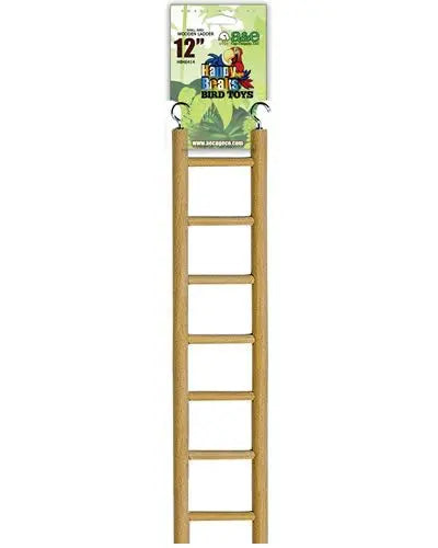 Colorful 12" Happy Beaks small bird ladder with sturdy wooden steps, perfect for cage play and mental stimulation.