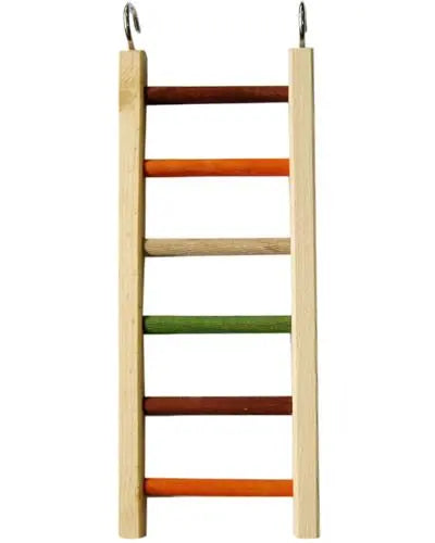Colorful 14" Bird Ladder with sturdy wooden steps, perfect for small birds to climb and play in their cage for fun and exercise.