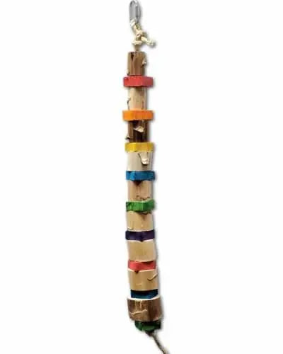 Vibrant Koala Jungle Toy with colorful yucca slices and sturdy wood blocks, perfect for medium to large birds to chew and play.