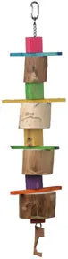 Vibrant Kangaroo Jungle Toy with chunky yucca slices and sturdy wood blocks, ideal for medium to large birds to chew.