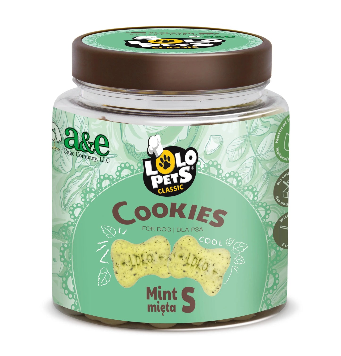 LoLo Bone Shaped Biscuit - Mint Flavor - SMALL (Jar) A&E Cage Co