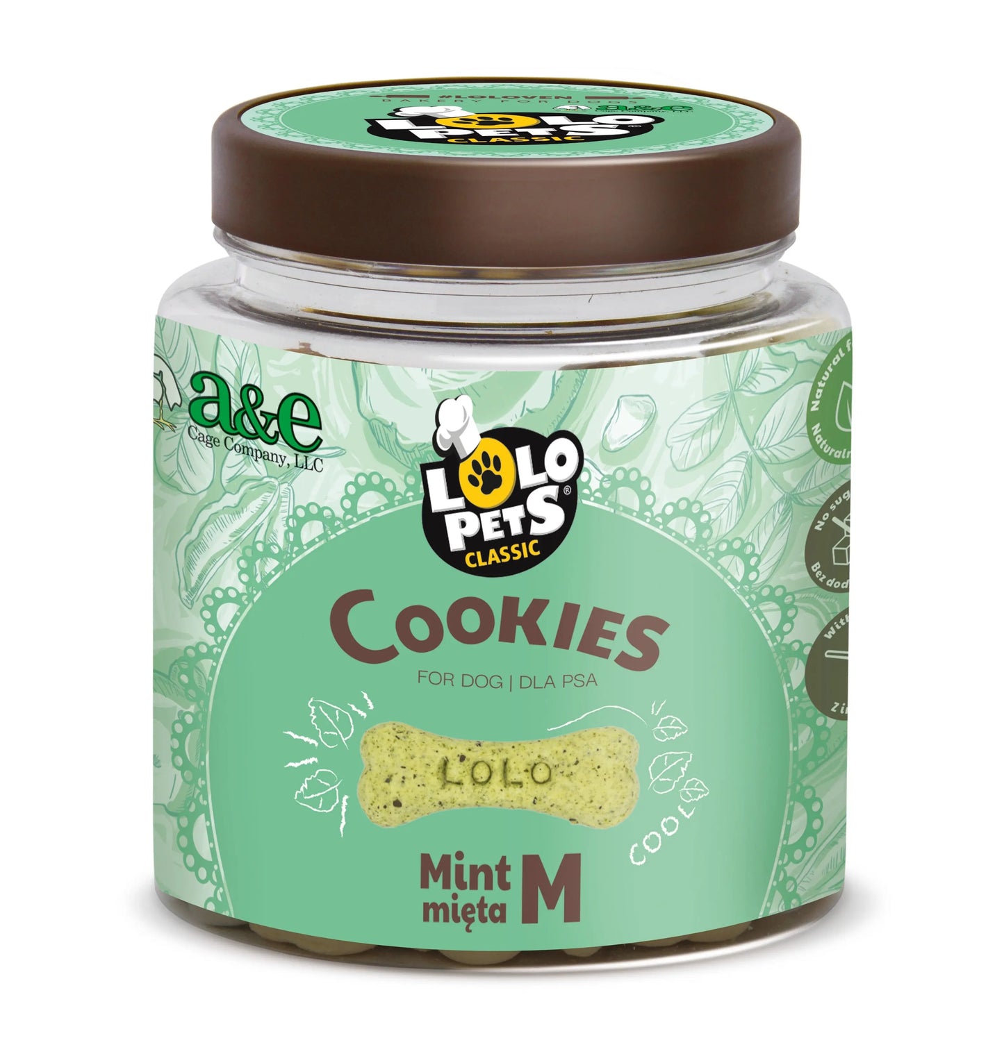 LoLo Bone Shaped Biscuit - Mint Flavor - MEDIUM (Jar) A&E Cage Co