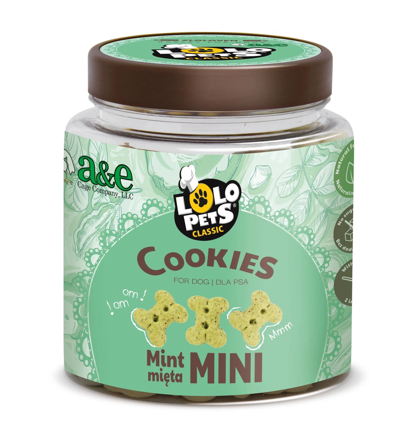 LoLo Bone Shaped Biscuit - Mint Flavor - MINI (Jar) A&E Cage Co