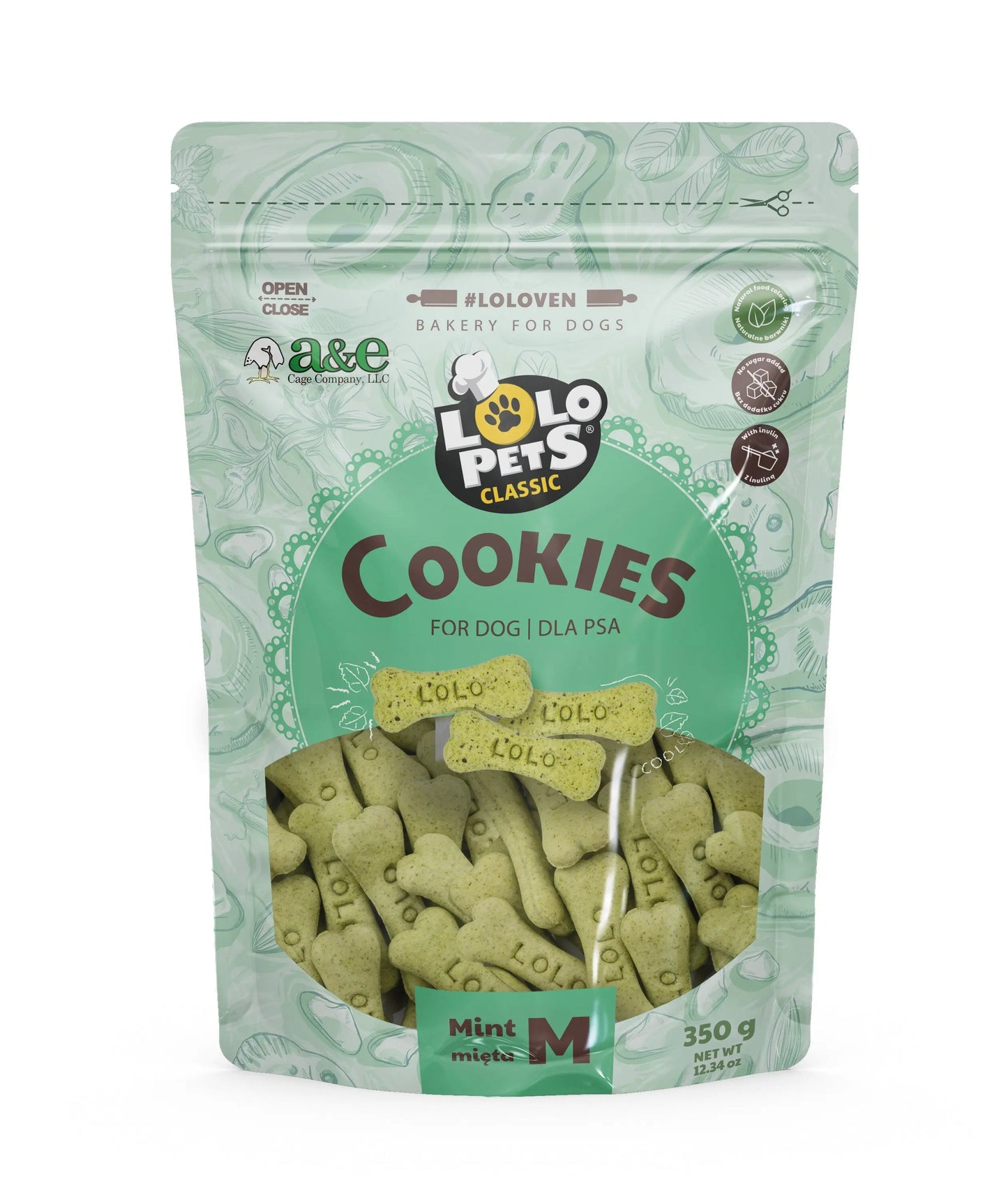 LoLo Bone Shaped Biscuit - Mint Flavor - MEDIUM (Stand Up Pouch) A&E Cage Co