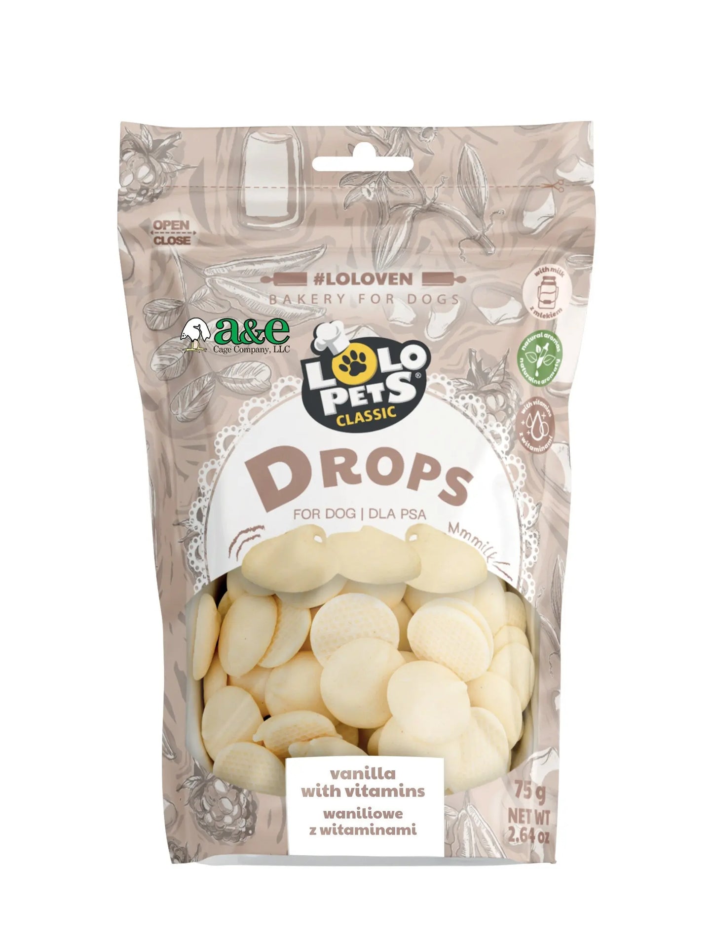 LoLo Yogurt Drops - Vanilla - 2.64oz (Stand Up Pouch) A&E Cage Co