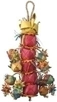 Vibrant Med Bird Tower by Planet Pleasures, featuring woven balls, stars, and colorful chewing strands for medium birds.
