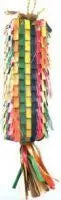 Vibrant XL Straight Rainbow Pinata toy for birds, featuring colorful, chewable palm leaves woven on a sisal rope loop.