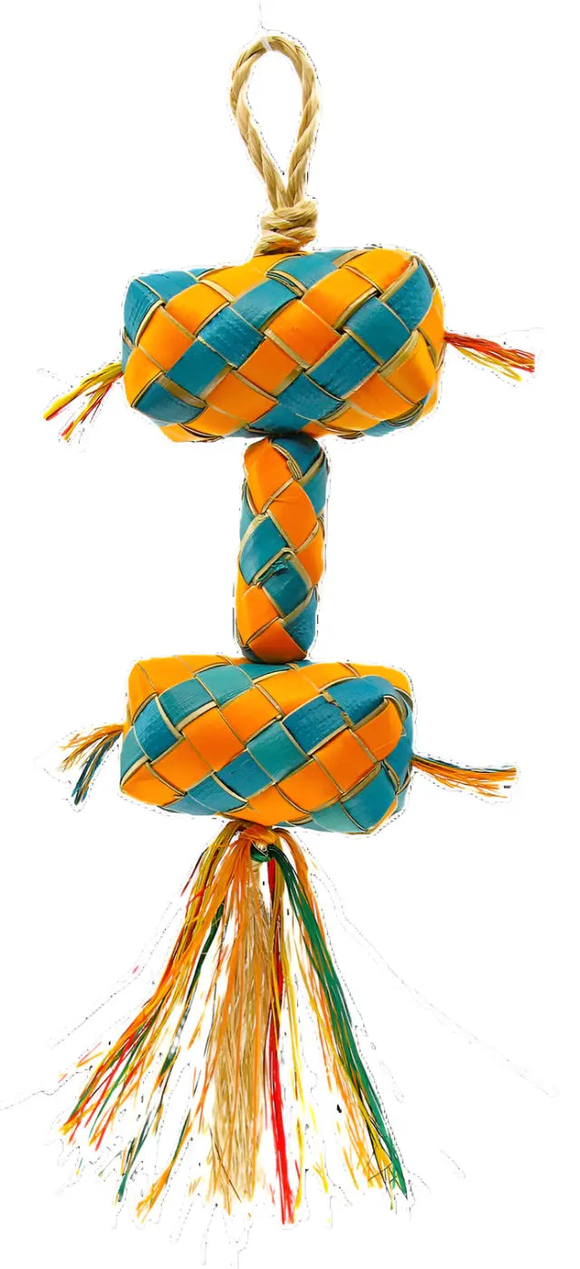 Vibrant Stacked Pinata Sm toy for small birds, featuring colorful, chewable layers and a hanging loop for cage fun.