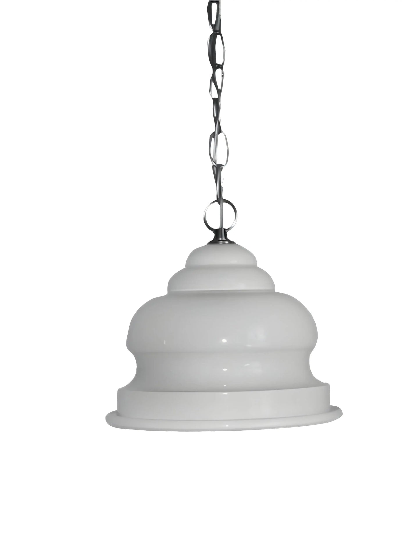 Elegant Featherbrite Capital Swag Light with a 9-inch diameter shade, draped by a 12-foot gold or white chain, featuring full spectrum LED bulbs for vibrant illumination.