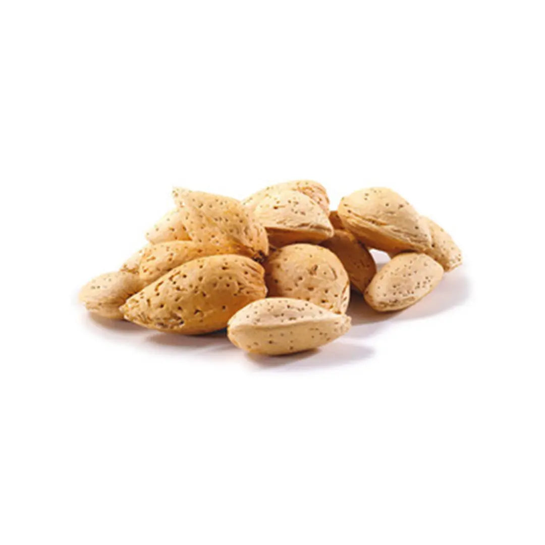 Crunchy whole almonds in their natural shell, perfect for bulk snacking or baking, presented in a 10lb pack.
