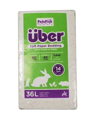 Fluffy white Uber 36 Liter bedding, ideal for birds, offering a soft, dust-free, and cozy nesting environment.