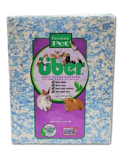 Soft white and blue Uber 56-liter bedding, ideal for birds, offering a cozy, dust-free, and colorful nesting material.