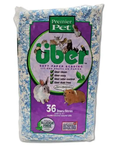 Soft white and blue Uber 36-liter bedding, perfect for birds, offering a cozy, dust-free, and colorful nesting material.