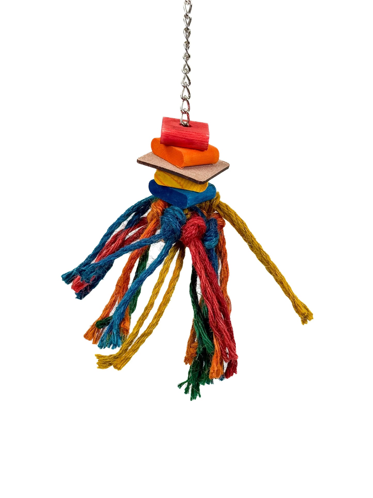 Colorful Dancer - Zoo Max parrot toy with sisal rope and wooden blocks, ideal for preening and engaging play.