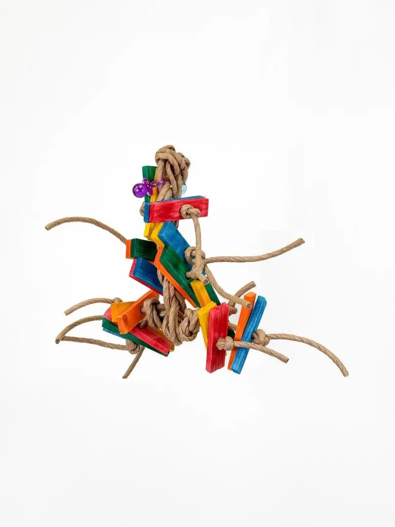 Vibrant Jupiter Zoo Max paper rope toy, crafted from shreddable Kraft paper, perfect for birds to play and forage with.