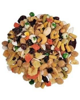 Vibrant mix of fortified pellets, nuts, dried fruits, veggies, and herbs in the 20lb Ultimate Blend for birds of all sizes.
