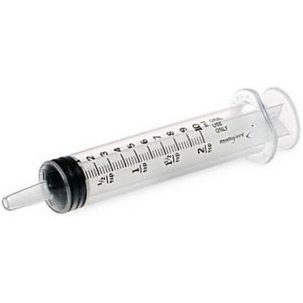 Clear 60cc sealed hand feeding syringe designed for conures to large macaws, featuring precise measurement markings.