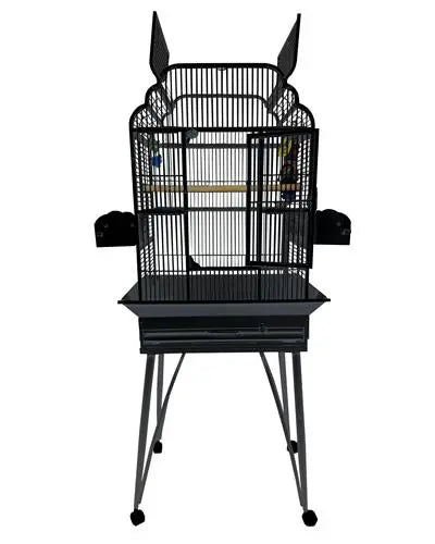 Elegant 25"x21" Victorian open-top bird cage with a durable, non-toxic finish, ideal for parakeets and cockatiels.