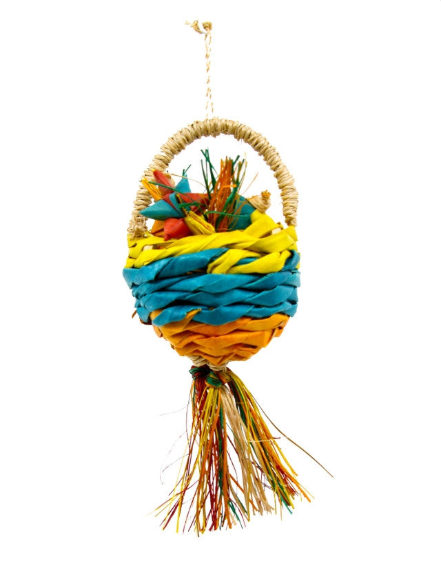 Delightful small goodie basket filled with an assortment of tasty treats, wrapped with a charming ribbon.