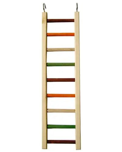 Colorful 20" bird ladder with sturdy wooden steps, perfect for small birds to climb and play in their cage for enrichment.