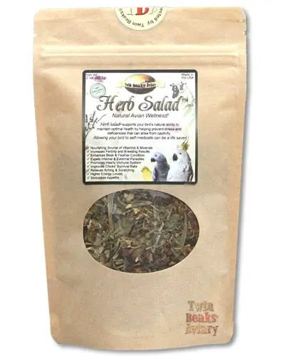 Vibrant mix of Twin Beaks 2lb Herb Salad, featuring a colorful blend of organic medicinal herbs, leaves, roots, and flowers.