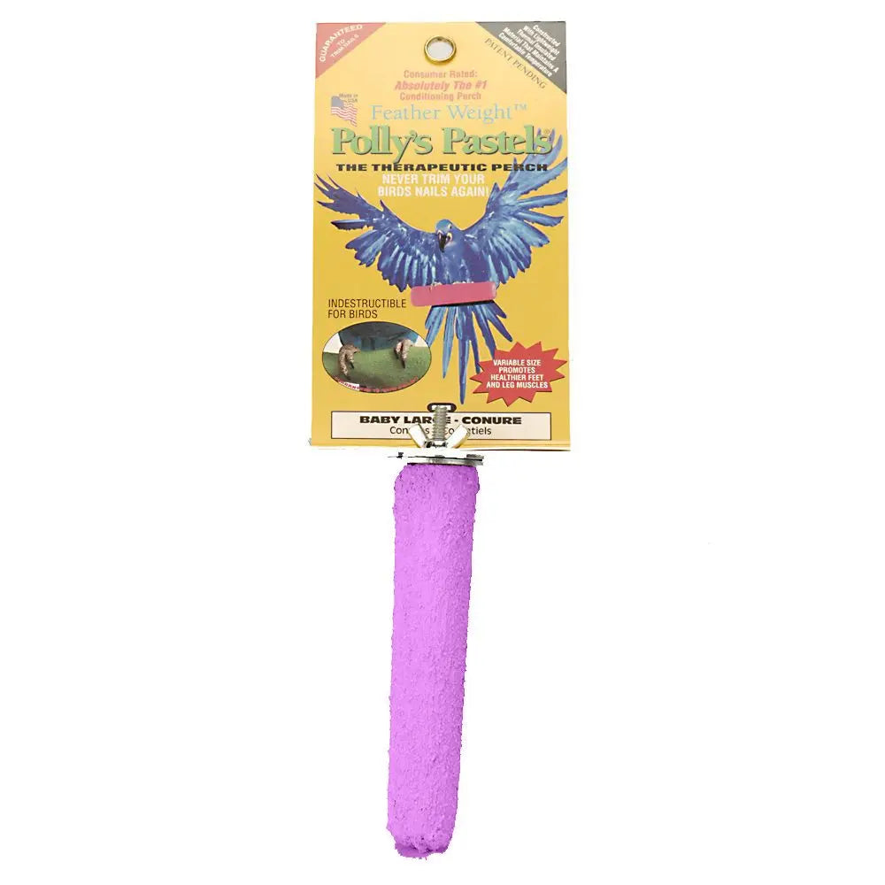 Colorful Baby LG Pastel Pedicure Perch by Polly's, designed to naturally trim bird nails and beaks, sized for small Conures.