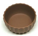 7" Ridged Brown Ceramic Bowl