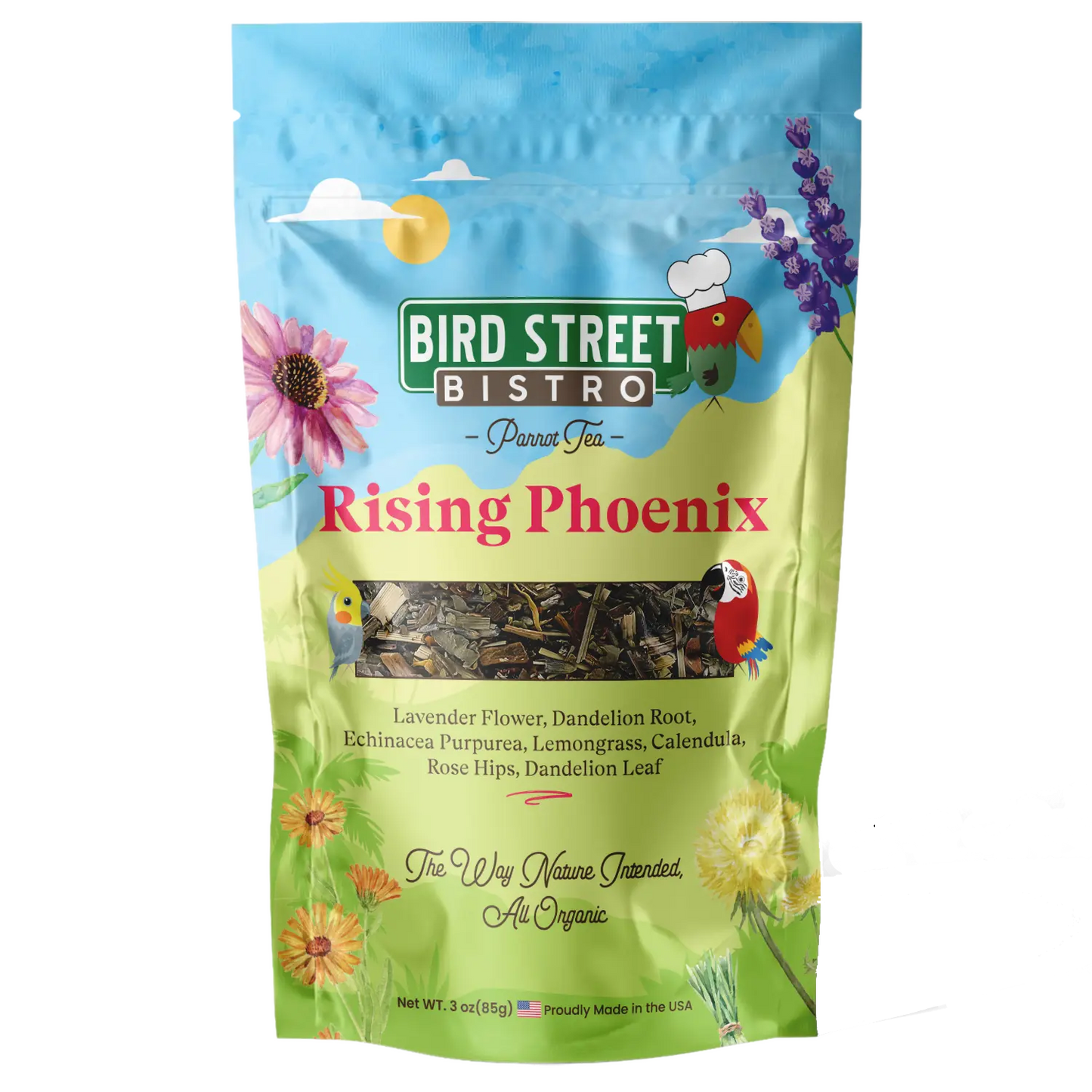 Rising Phoenix Parrot Tea Bird Street Bistro