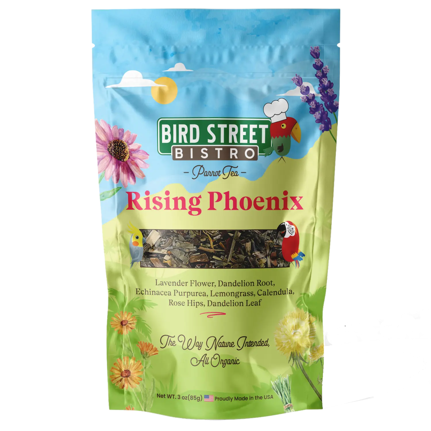 Rising Phoenix Parrot Tea Bird Street Bistro