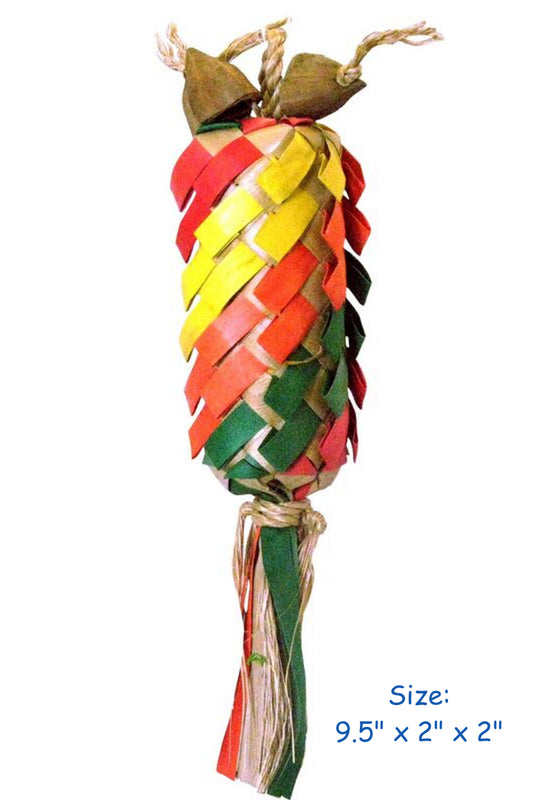 Vibrant small rainbow pinata with diagonal stripes, bursting with colorful charm for festive celebrations.