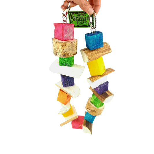 Vibrant 36" Millipede toy by Jungle Toys, featuring chewable pine and yucca pieces, perfect for birds to shred and play.