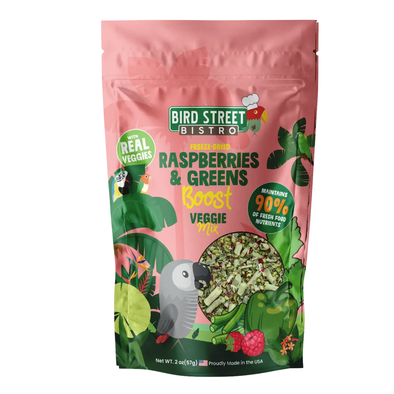 Raspberries and Greens Boost Parrot Veggies Mix Bird Street Bistro