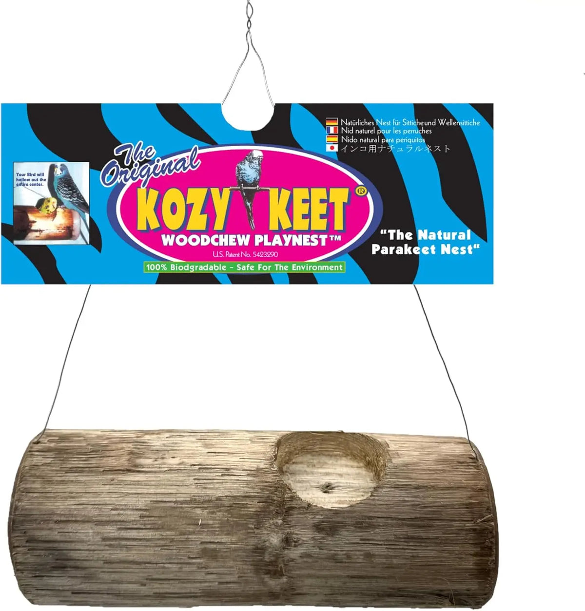 Wesco Pet Kozy Keet Woodchew Playnest - Holistic Parakeet Nest Bird Kabob