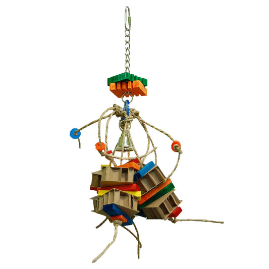 Colorful honeycomb-shaped cardboard cubes from Cow-Boy - Zoo Max, perfect for birds to interactively shred and play with.
